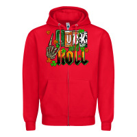Red St. Patrick's Luck and roll Zipper Hoodie - OliviaCreatesArt