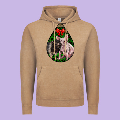 Christmas Pig Vintage Hoodie Designed By Lillyallendesigns