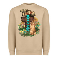 Mushroom He is risen Bunny Cross Easter Day Heavyweight Sweatshirt - HowdyJamesFarm