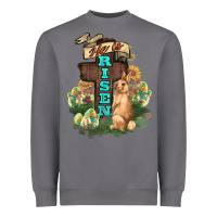 He Is Risen Bunny Cross Easter Day Heavyweight Sweatshirt | Teevron