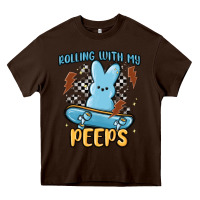 Chocolate Brown skateboard bunny Heavy Core Tee - MaliasSmallBusiness