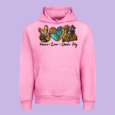 Peace Love Duroc Pig Urban Hoodie Designed By Lillyallendesigns