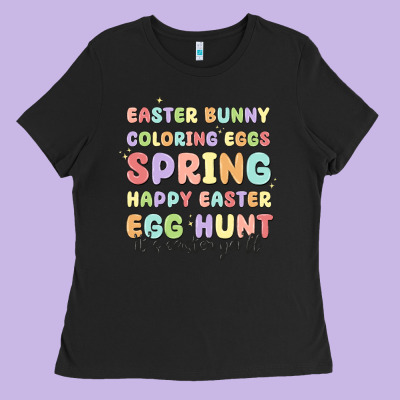 Easter Bunny Spring Ladies Tee Designed By Maliassmallbusiness