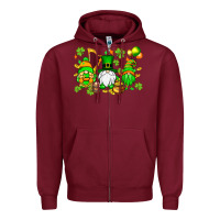 Burgundy St. Patrick's Day gnomes Zipper Hoodie - OliviaCreatesArt
