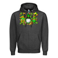 Charcoal Heather St. Patrick's Day gnomes Zipper Hoodie - OliviaCreatesArt