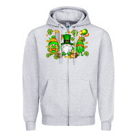 Heather Grey St. Patrick's Day gnomes Zipper Hoodie - OliviaCreatesArt