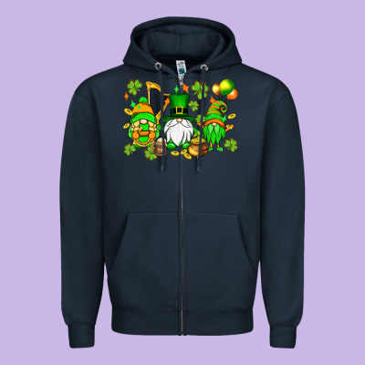 St. Patrick's Day Gnomes Zipper Hoodie Designed By Oliviacreatesart