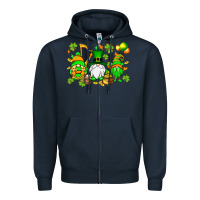 Navy St. Patrick's Day gnomes Zipper Hoodie - OliviaCreatesArt