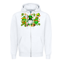 White St. Patrick's Day gnomes Zipper Hoodie - OliviaCreatesArt
