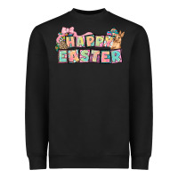 Black Happy Easter plate letters Easter Day Heavyweight Sweatshirt - HowdyJamesFarm