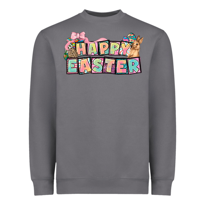 Happy Easter Plate Letters Easter Day Heavyweight Sweatshirt by HowdyJamesFarm | Teevron