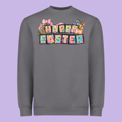 Happy Easter Plate Letters Easter Day Heavyweight Sweatshirt Designed By Howdyjamesfarm