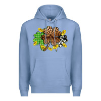 Colony Blue St. Patrick's Day shamrocks Premium Hoodie - OliviaCreatesArt