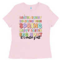 Bubblegum Pink easter bunny spring Ladies Tee - MaliasSmallBusiness