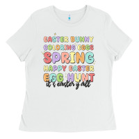 White easter bunny spring Ladies Tee - MaliasSmallBusiness
