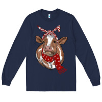 Navy christmas scarf heifer Long Sleeve Tee - RanaPortraitStore