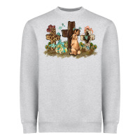 Heather Grey Western rabbit bunny with crosses Easter Day Heavyweight Sweatshirt - HowdyJamesFarm