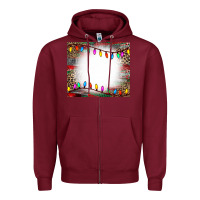 Burgundy christmas bleach effect tumler Zipper Hoodie - CowCowDesign