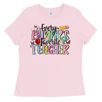 Bubblegum Pink every bunny's favorite teacher Ladies Tee - MaliasSmallBusiness