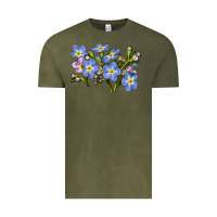 Vintage Olive Forget Me Not Flower Illustrations Vintage Tee - LillyAllenDesigns
