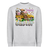 Heather Grey Happy Easter truck with farm animals Easter Day Heavyweight Sweatshirt - HowdyJamesFarm