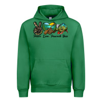 Emerald Peace Love Peacock Bass Urban Hoodie - LillyAllenDesigns