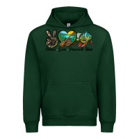 Forest Green Peace Love Peacock Bass Urban Hoodie - LillyAllenDesigns