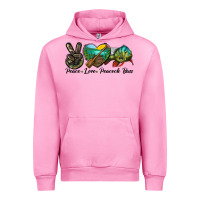 Fuchsia Pink Peace Love Peacock Bass Urban Hoodie - LillyAllenDesigns