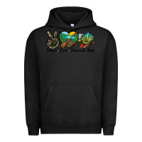 Pigment Black Peace Love Peacock Bass Urban Hoodie - LillyAllenDesigns