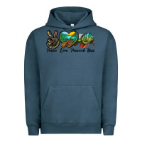 Pigment Midnight Navy Peace Love Peacock Bass Urban Hoodie - LillyAllenDesigns