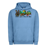 Pigment Pebble Blue Peace Love Peacock Bass Urban Hoodie - LillyAllenDesigns
