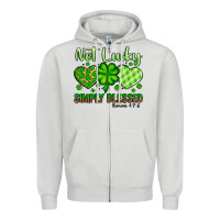 Dove Grey St. Patrick's Not lucky simply blessed Zipper Hoodie - OliviaCreatesArt