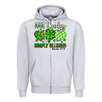 Heather Grey St. Patrick's Not lucky simply blessed Zipper Hoodie - OliviaCreatesArt