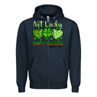 Navy St. Patrick's Not lucky simply blessed Zipper Hoodie - OliviaCreatesArt