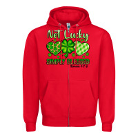 Red St. Patrick's Not lucky simply blessed Zipper Hoodie - OliviaCreatesArt