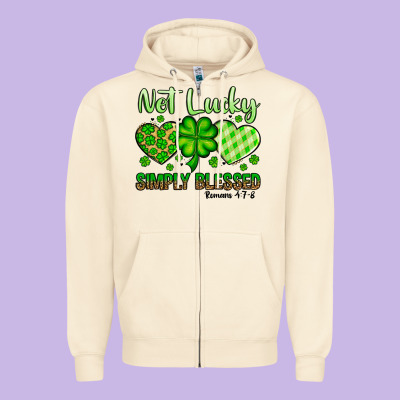 St. Patrick's Not Lucky Simply Blessed Zipper Hoodie Designed By Oliviacreatesart