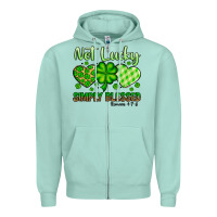 Seafoam St. Patrick's Not lucky simply blessed Zipper Hoodie - OliviaCreatesArt