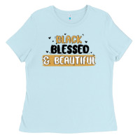 Baby Blue black blessed & beautiful Ladies Tee - MaliasSmallBusiness