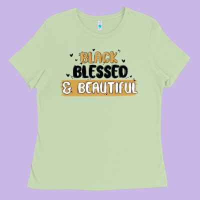 Black Blessed & Beautiful Ladies Tee Designed By Maliassmallbusiness