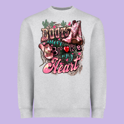 Boots Never Broke My Heart Heavyweight Sweatshirt Designed By Howdyjamesfarm