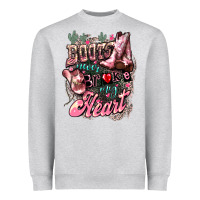 Heather Grey Boots never broke my heart Heavyweight Sweatshirt - HowdyJamesFarm