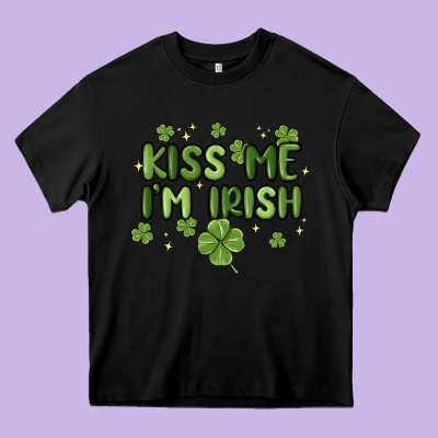 Kiss Me I'm Irish Heavy Core Tee Designed By Maliassmallbusiness