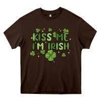 Chocolate Brown kiss me i'm irish Heavy Core Tee - MaliasSmallBusiness