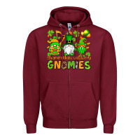 Burgundy St. Patrick's Day shamrockin' with my gnomies Zipper Hoodie - OliviaCreatesArt