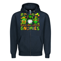 Navy St. Patrick's Day shamrockin' with my gnomies Zipper Hoodie - OliviaCreatesArt