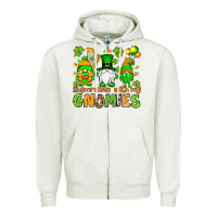 Oatmeal Heather St. Patrick's Day shamrockin' with my gnomies Zipper Hoodie - OliviaCreatesArt