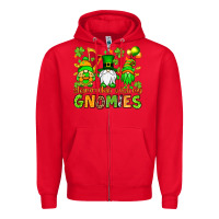 Red St. Patrick's Day shamrockin' with my gnomies Zipper Hoodie - OliviaCreatesArt