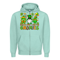 Seafoam St. Patrick's Day shamrockin' with my gnomies Zipper Hoodie - OliviaCreatesArt