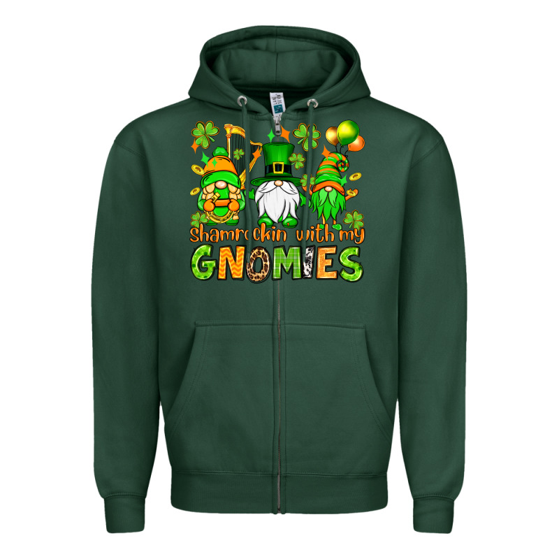 St. Patrick's Day Shamrockin' With My Gnomies Zipper Hoodie by OliviaCreatesArt | Teevron