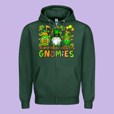 St. Patrick's Day Shamrockin' With My Gnomies Zipper Hoodie Designed By Oliviacreatesart